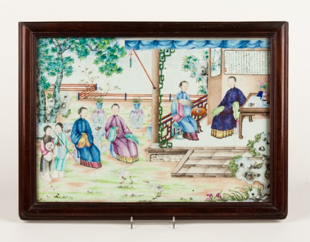 Appraisal: Chinese Export Famille Rose porcelain plaque plaque depicting court figures