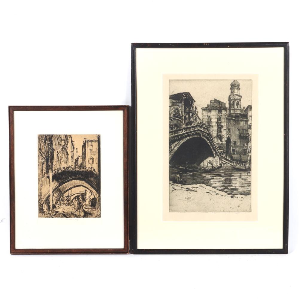 Appraisal: TWO EUROPEAN ETCHINGS WITH DRYPOINT FRANK BRANGWYN AND J C