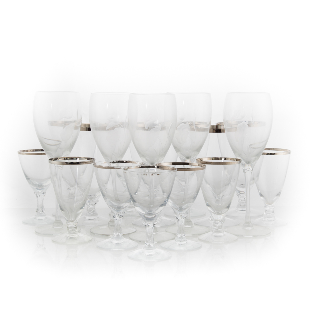 Appraisal: Assortment of colorless stemware including silver rimmed and miscellaneous