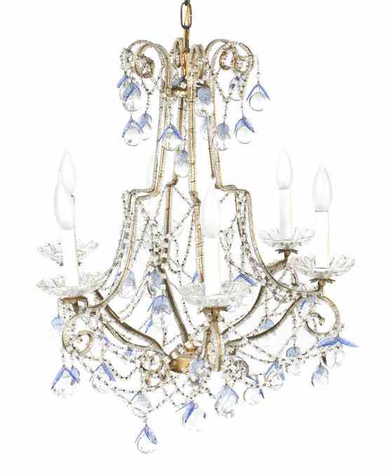 Appraisal: A Venetian Glass Six-Light Chandelier of cage form hung with