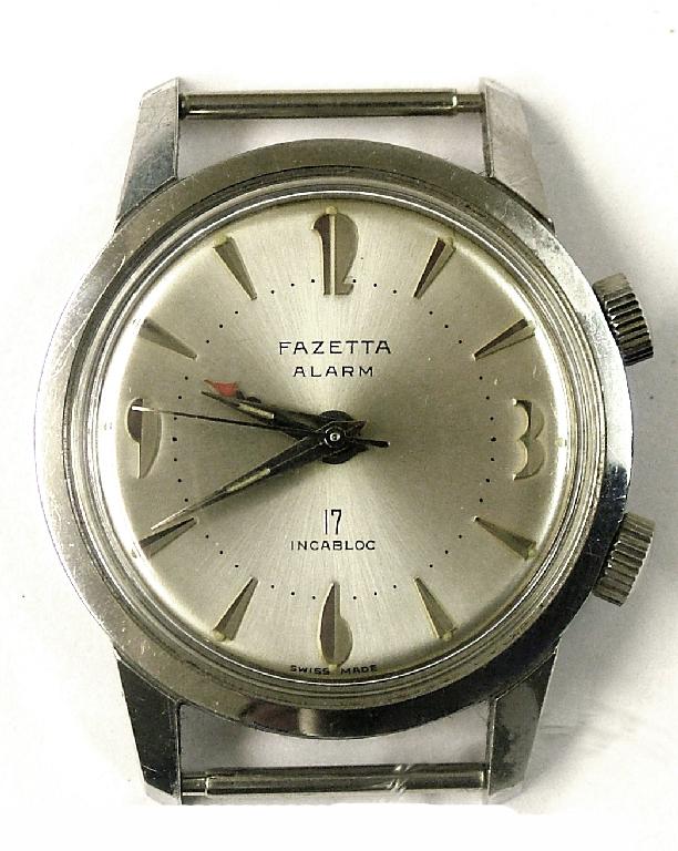 Appraisal: Fazetta Alarm jewel stainless steel gentleman's wristwatch head mm