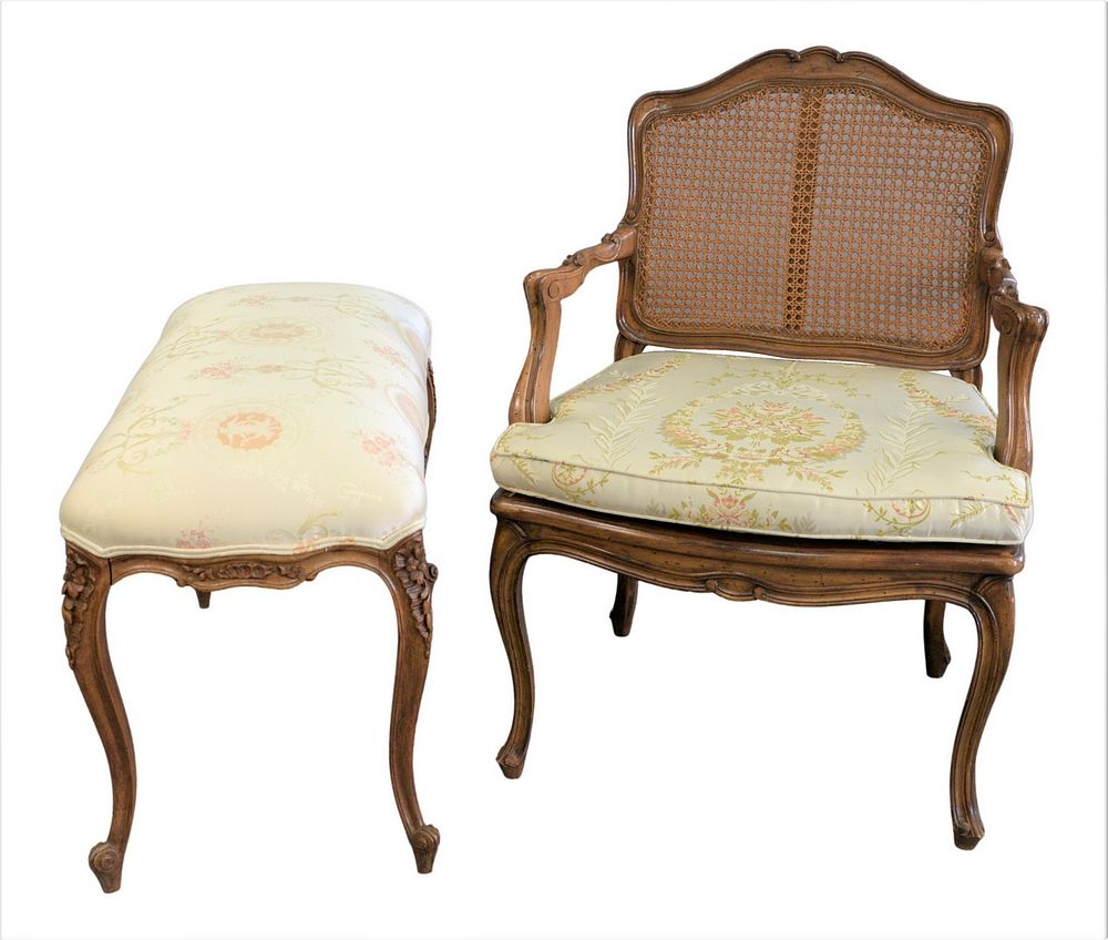 Appraisal: Two Piece Lot to include Louis XV style caned chair