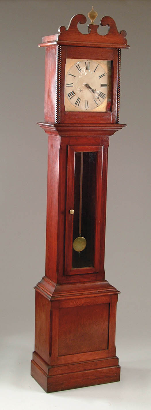 Appraisal: UNMARKED OAK GRANDFATHER CLOCK Tall clock in one piece with