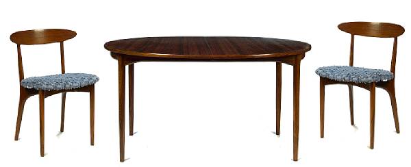 Appraisal: A Scandinavian rosewood dining table and six chairs with two