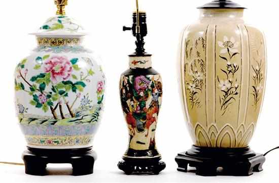 Appraisal: Collection of table lamps Chinese Export porcelain vase famille rose-decorated