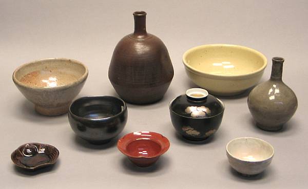 Appraisal: A group of Japanese ceramics Including bottles condiment dishes and