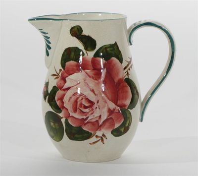 Appraisal: Cabbage Rose' a Wemyss pottery jug painted in shades of