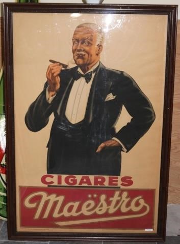 Appraisal: MA STRO CIGARES VINTAGE FRAMED POSTER LITHOCART RUE DE BOSSCHAERT