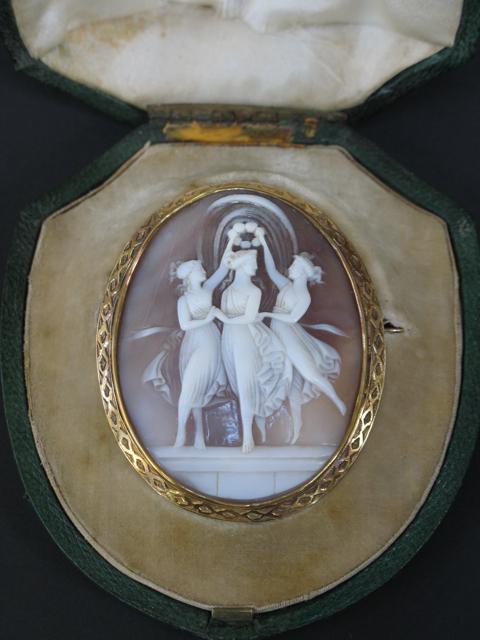 Appraisal: A LATE TH CENTURY OVAL SHELL CAMEO depicting the three