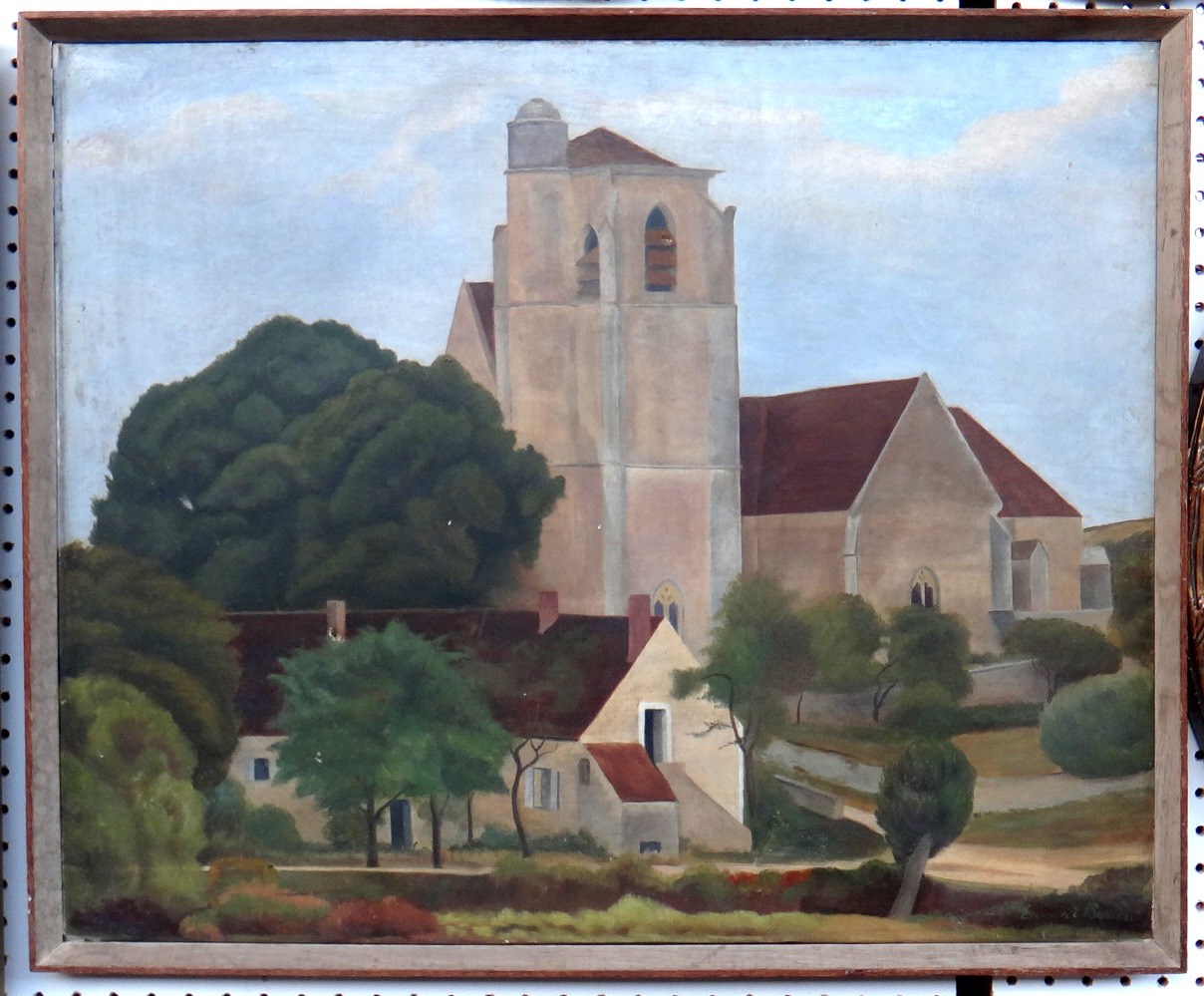 Appraisal: Edward Bruce - The Village Church oil on canvas signed