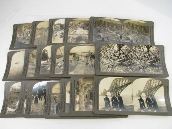 Appraisal: Nineteen stereoscopic cards showing scenes from all over the world