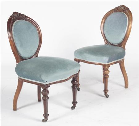 Appraisal: A set of six Victorian light blue upholstered mahogany dining