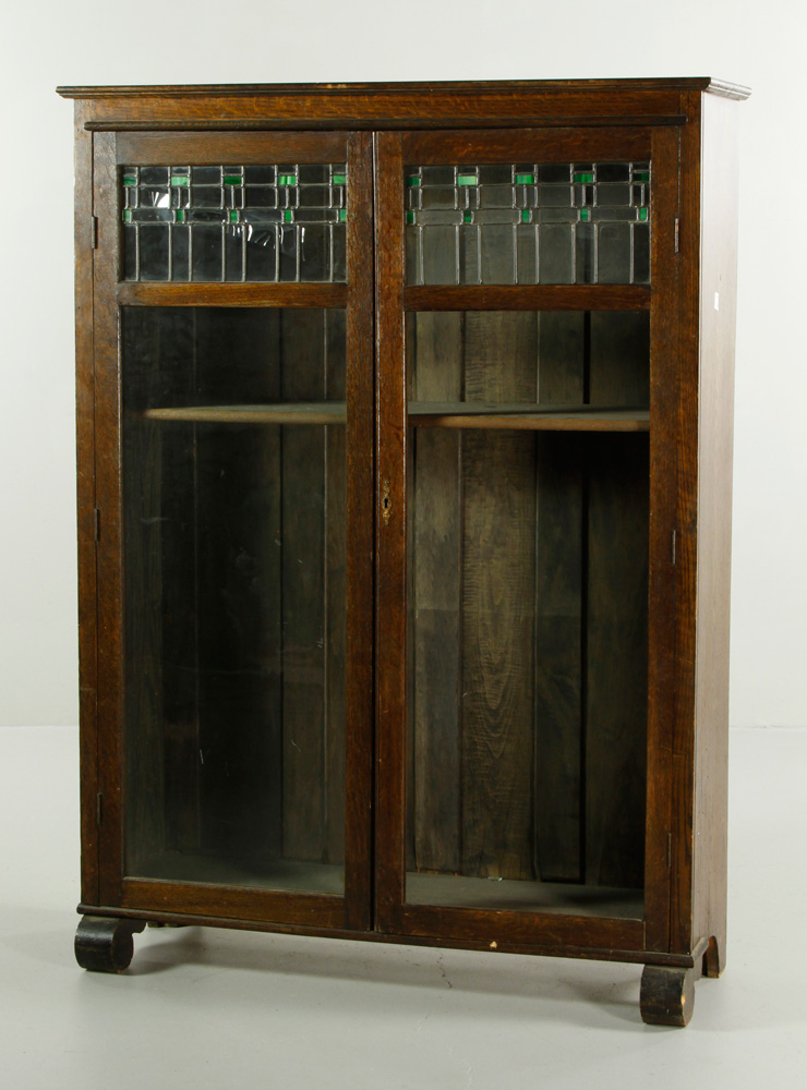 Appraisal: - Larkin Oak and Glass Cabinet Larkin two door cabinet