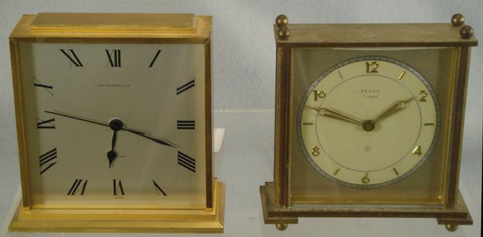 Appraisal: Brass quartz desk clock retailed by JE Caldwell square with