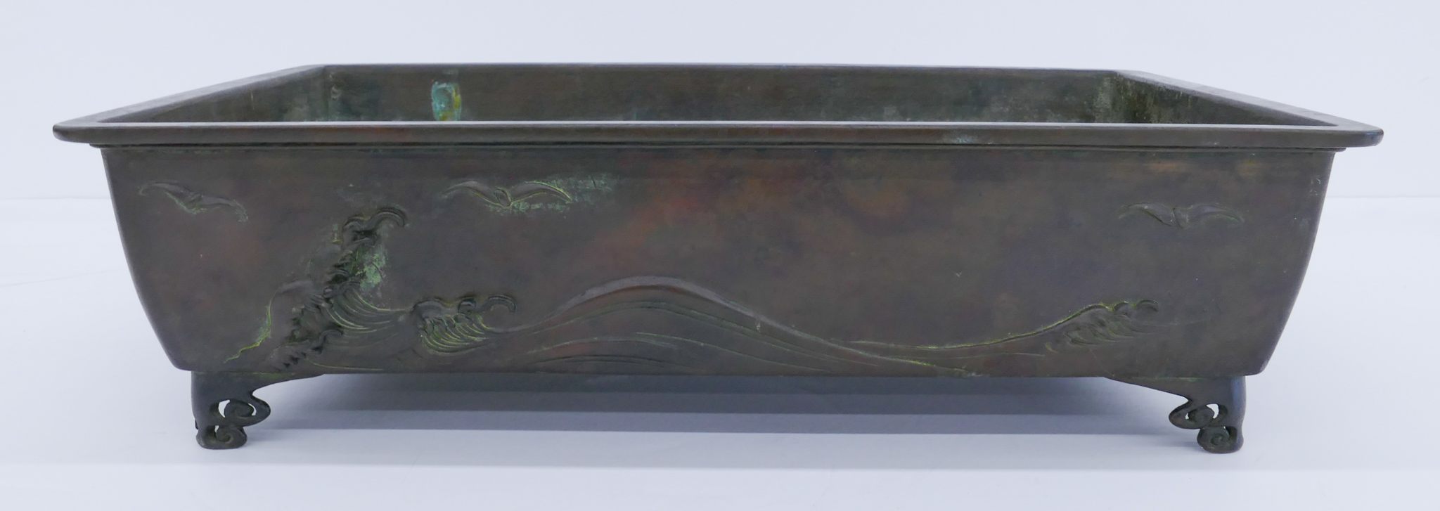 Appraisal: Japanese Meiji Bronze Suiban Planter ''x ''x '' Relief crashing