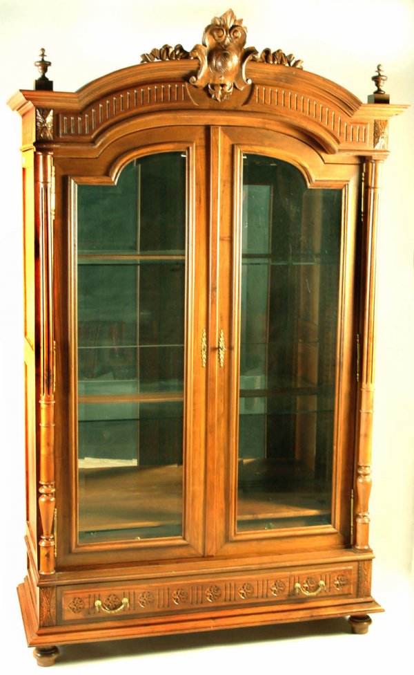 Appraisal: Elaborate Renaissance Revival curio cabinet consisting of glazed beveled glass