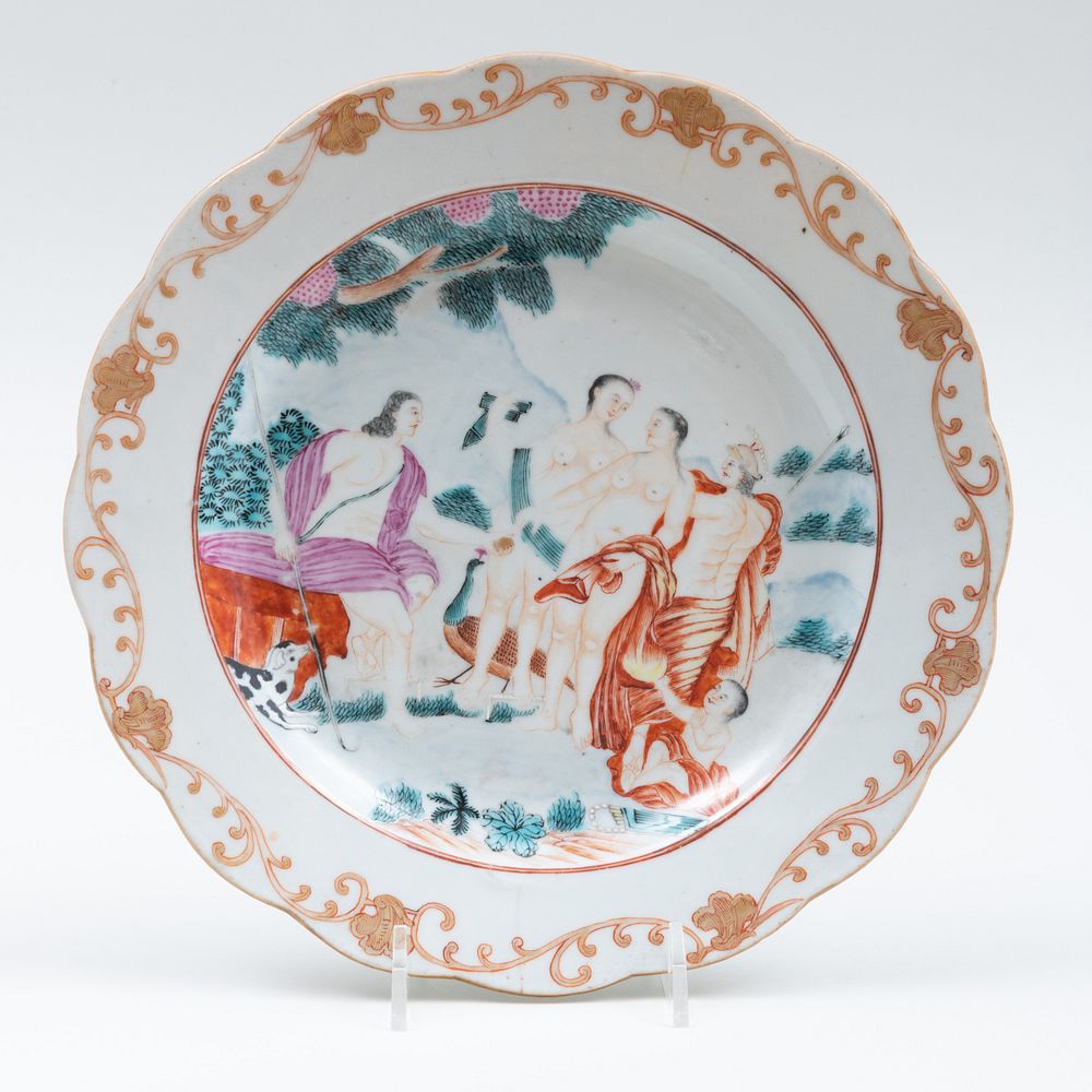 Appraisal: Chinese Export Famille Rose Porcelain 'Judgment of Paris' Plate Possibly