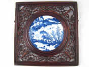 Appraisal: A blue and white Chinese ceramic plaque of a lakeside