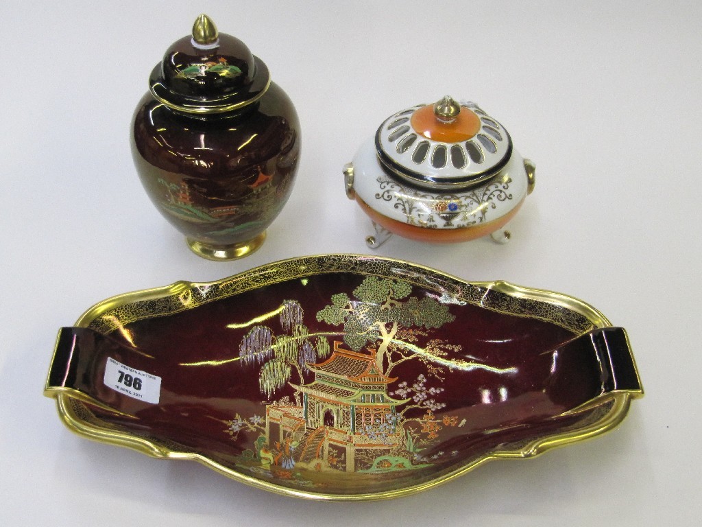 Appraisal: Carlton Ware Rouge Royal 'New Mikado' jar and cover and