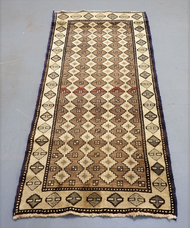 Appraisal: ORIENTAL PERSIAN TRIBAL WOOL COTTON RUG RUNNER Persia th CenturyEarth