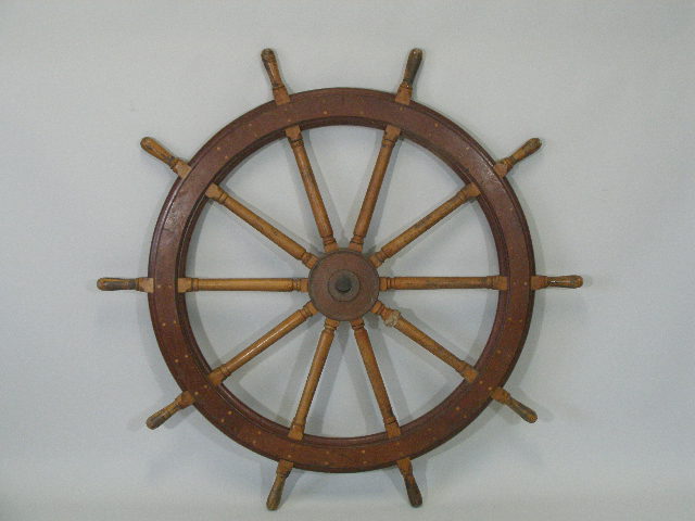 Appraisal: Antique Ship's Wheel th c ten turned maple spokes emanate