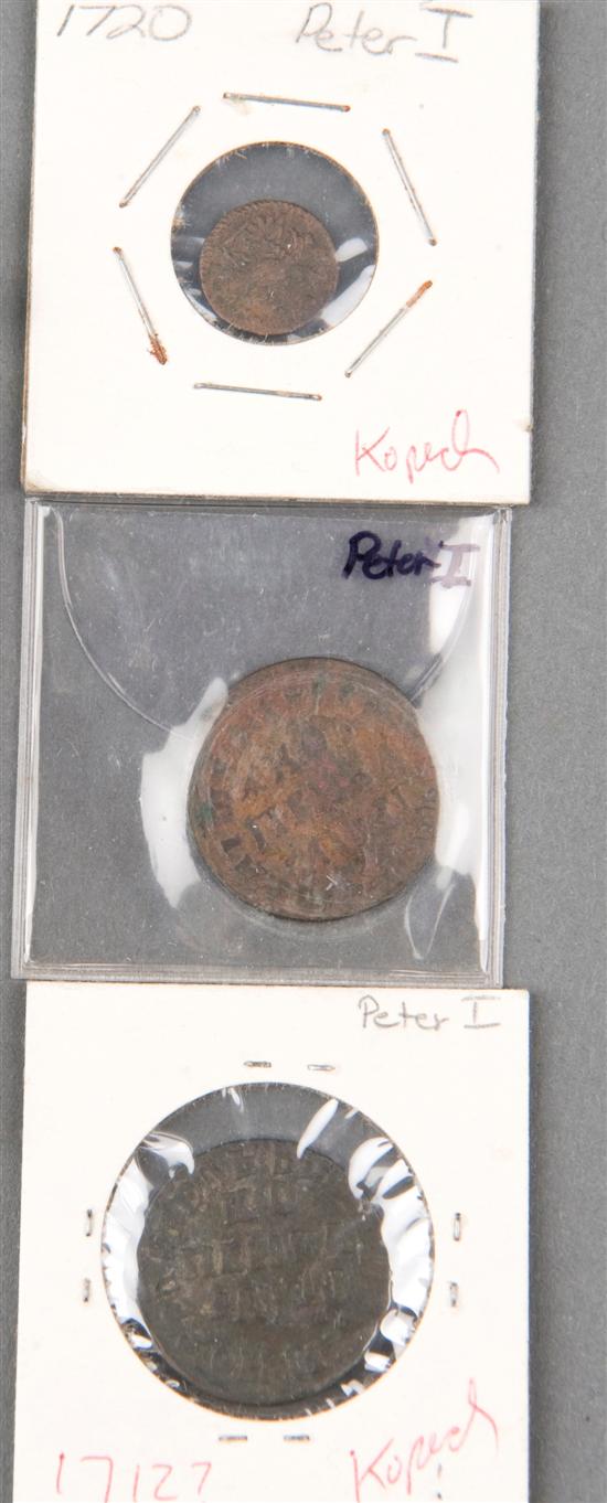 Appraisal: Russian Copper Coins Peter I Kopeck Peter I Kopeck Peter