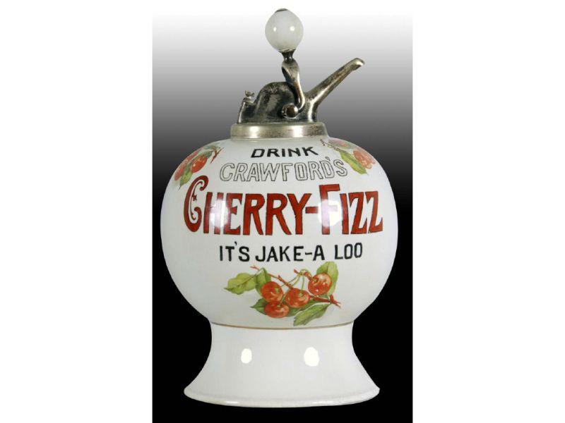 Appraisal: Crawford's Cherry-Fizz Syrup Dispenser Description Circa s Ceramic Beautiful example