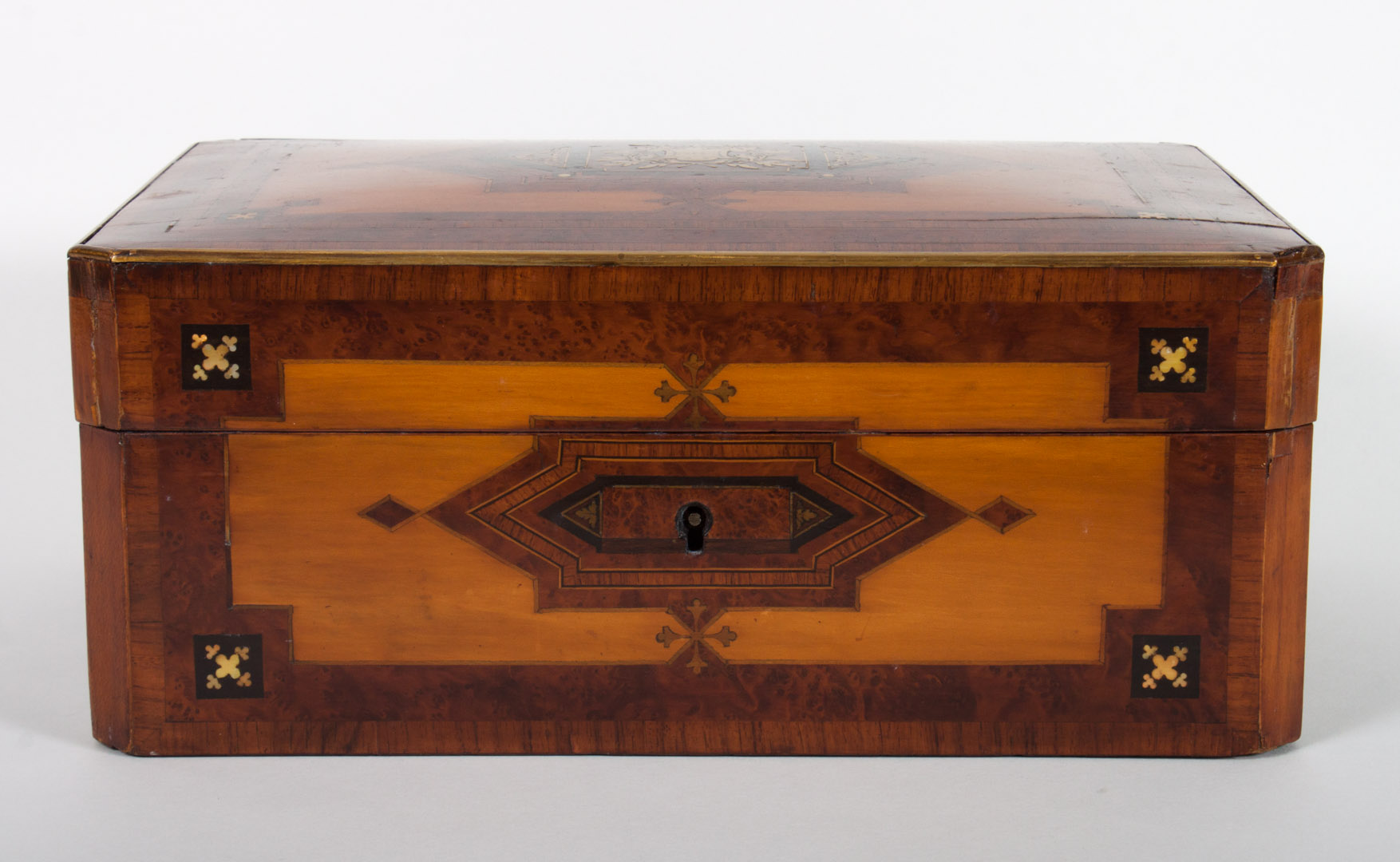 Appraisal: Victorian inlaid walnut jewelry box third quarer- th century elaborate