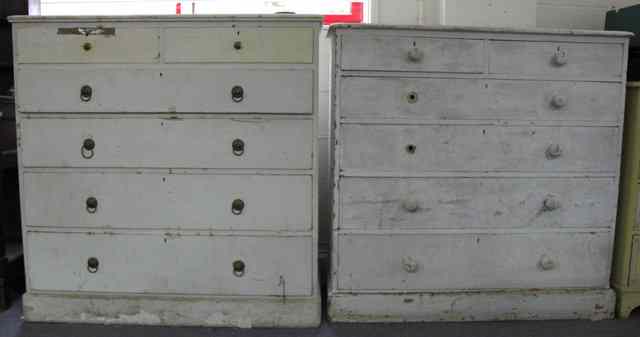 Appraisal: A th Century white painted pine chest of four long