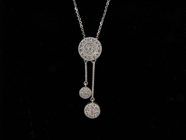 Appraisal: Lady's k White Gold Diamond Pave Double Dangle Necklace