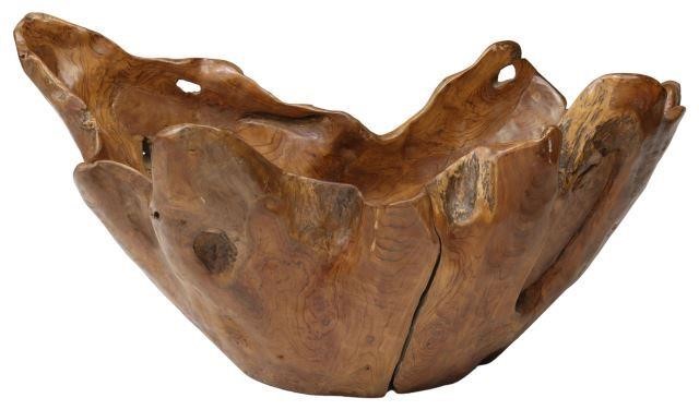 Appraisal: Large live edge wood floor centerpiece bowl planter Southeast Asia