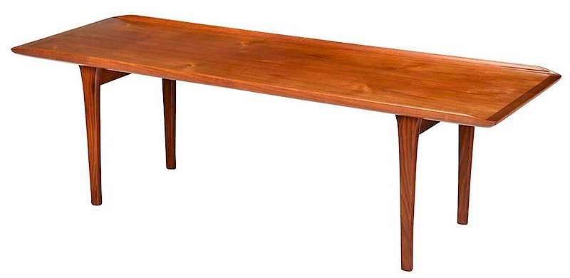 Appraisal: Danish Modern Teak Coffee Table circa s bowed sides with