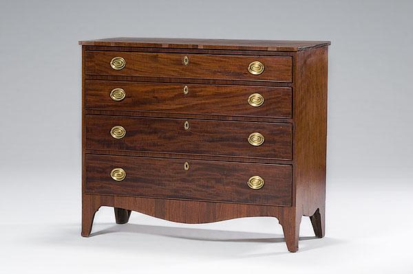 Appraisal: HEPPLEWHITE MAHOGANY FOUR-DRAWER CHEST Mid-Atlantic states ca - mahogany with