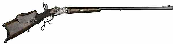 Appraisal: Schuetzen Rifle x cal octagonal barrel Left flat marked Prima-Kruppscher