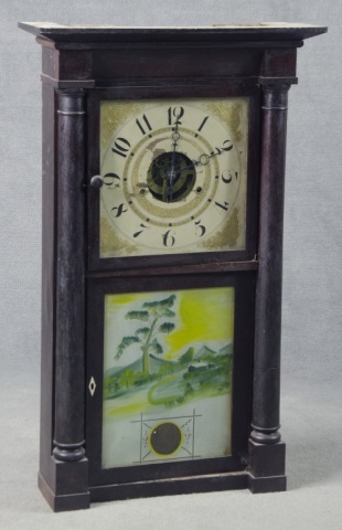 Appraisal: Silas B Terry Shelf ClockMid th century Enameled Arabic dial