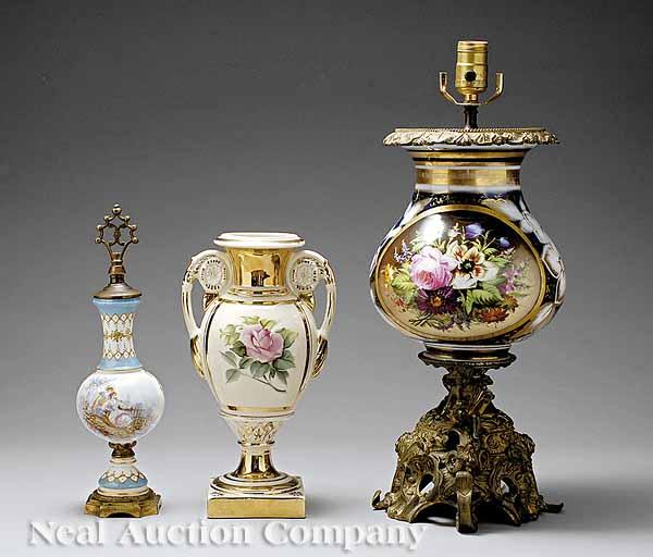 Appraisal: An Antique Sevres Gilt Bronze Mounted Porcelain Table Lamp late