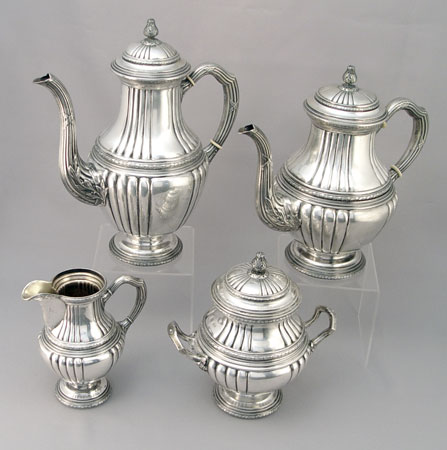 Appraisal: CONTINENTAL FINE SILVER TEA SERVICE piece set to include coffee