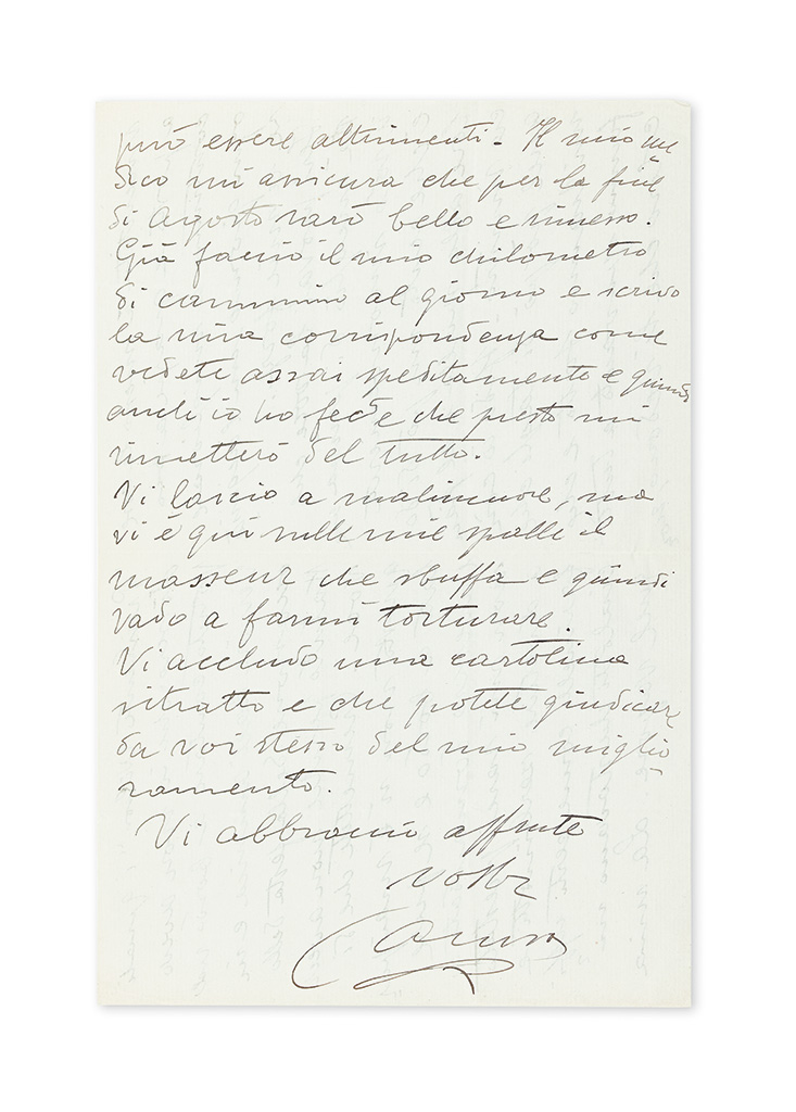 Appraisal: WRITTEN DURING THE GREAT TENOR'S FINAL DAYS CARUSO ENRICO Autograph