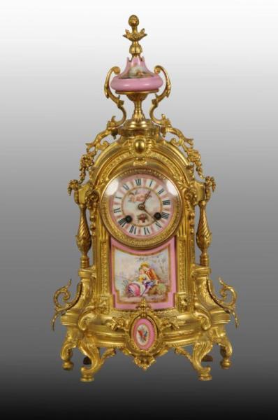 Appraisal: Gilded Bronze French Dove Time Strike Clock Description Circa Working