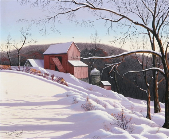 Appraisal: THOMAS KERRY American th century RED BARN IN THE SNOW