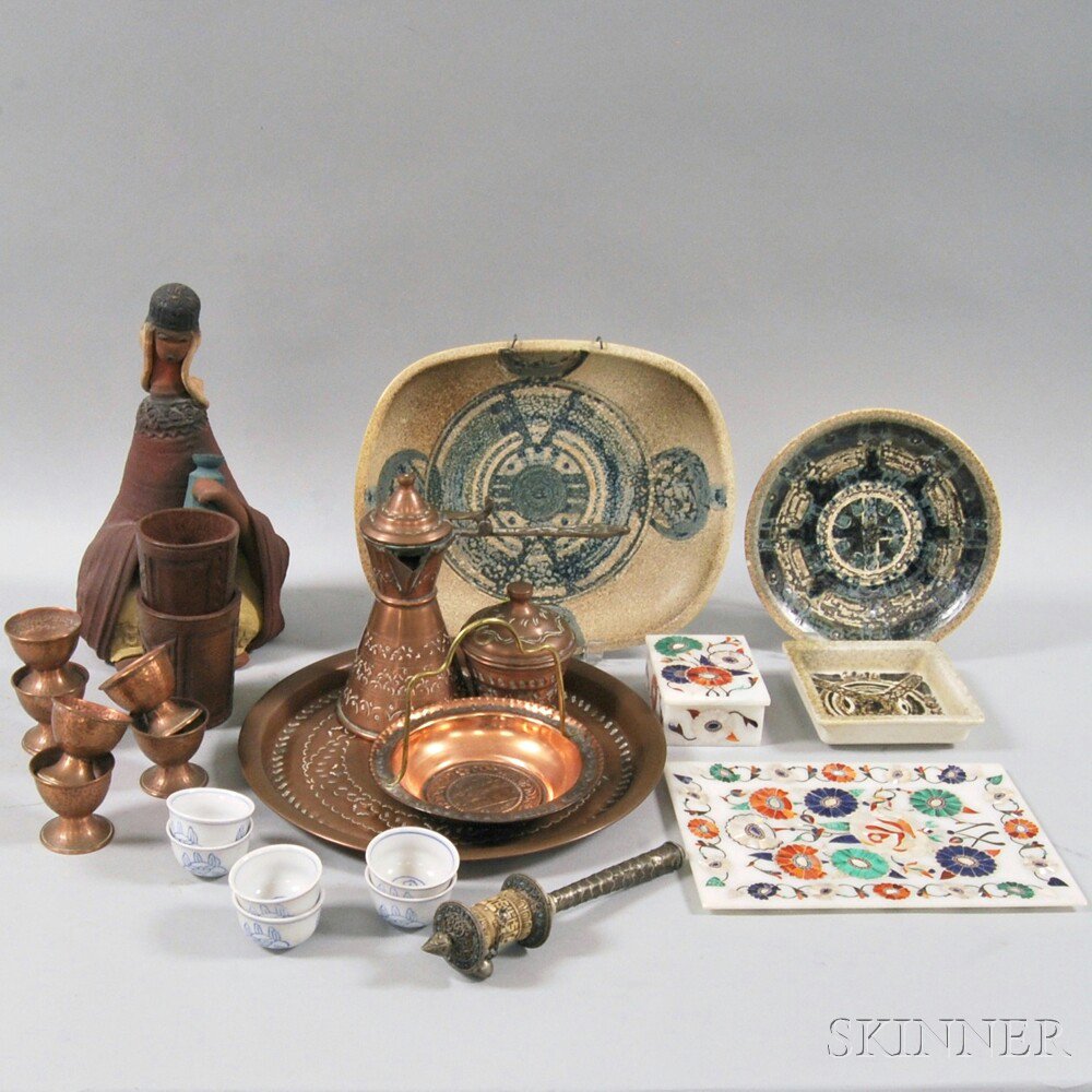 Appraisal: Group of Decorative Articles comprising three Israeli Lapid pottery dishes