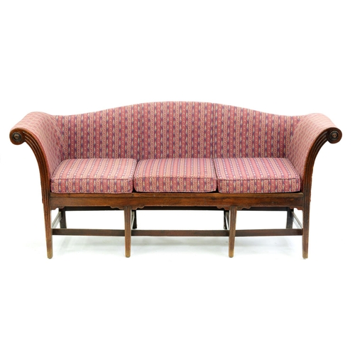 Appraisal: A mahogany and partly upholstered hall bench in George III