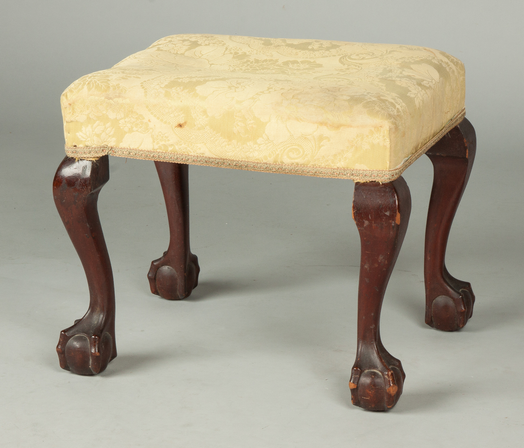 Appraisal: Chippendale Stool th cent Mahogany claw ball feet