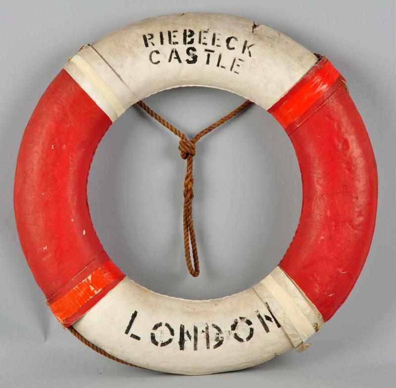 Appraisal: Riebeeck Castle-Union Castle Line Life Ring Description Tape repair and