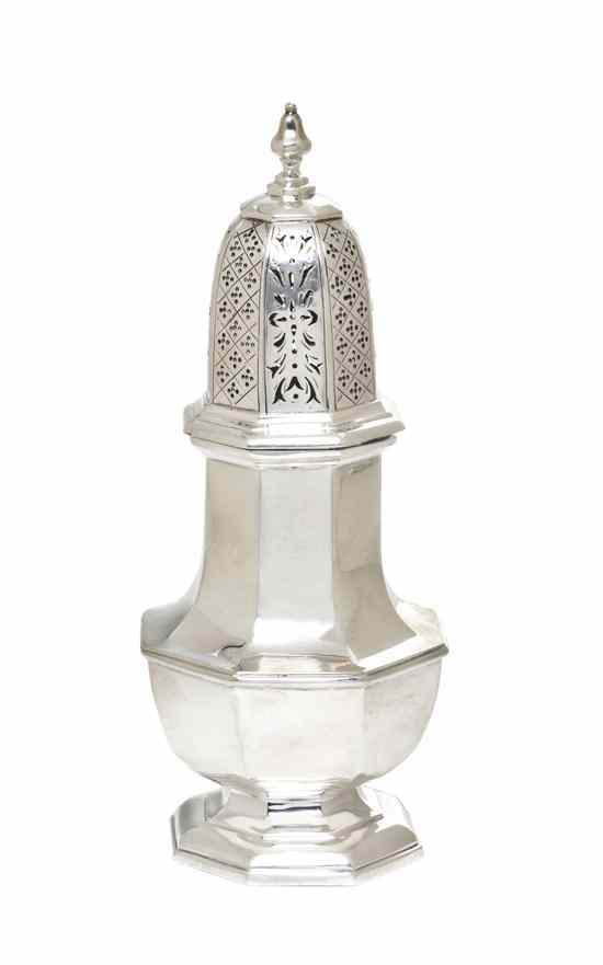 Appraisal: An English Silver Caster Naylor Brothers London of octagonal baluster