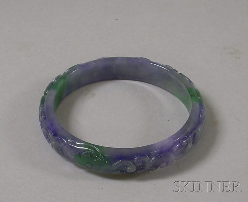 Appraisal: Carved Hardstone Bangle decorated with mythical beast Not tested