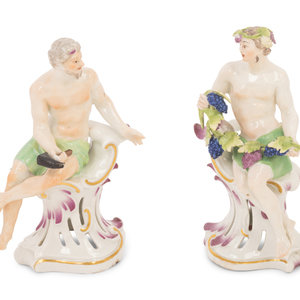 Appraisal: A Pair of Austrian Porcelain Figures Johann J Niedermeyer Circa