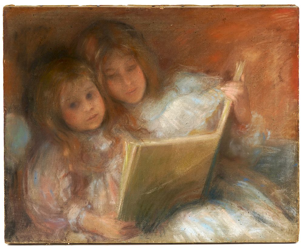 Appraisal: Charles Courtney Curran 'Sisters' Pastel on Canvas Charles Courtney Curran