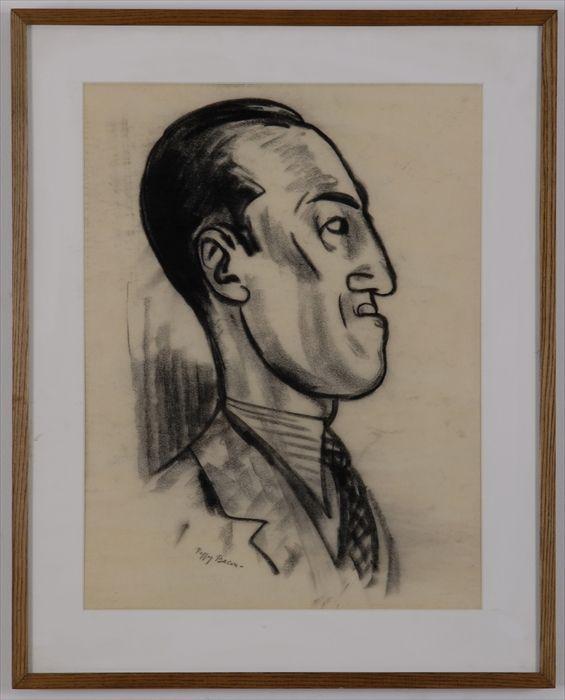 Appraisal: PEGGY BACON - GEORGE GERSHWIN Charcoal on paper x in