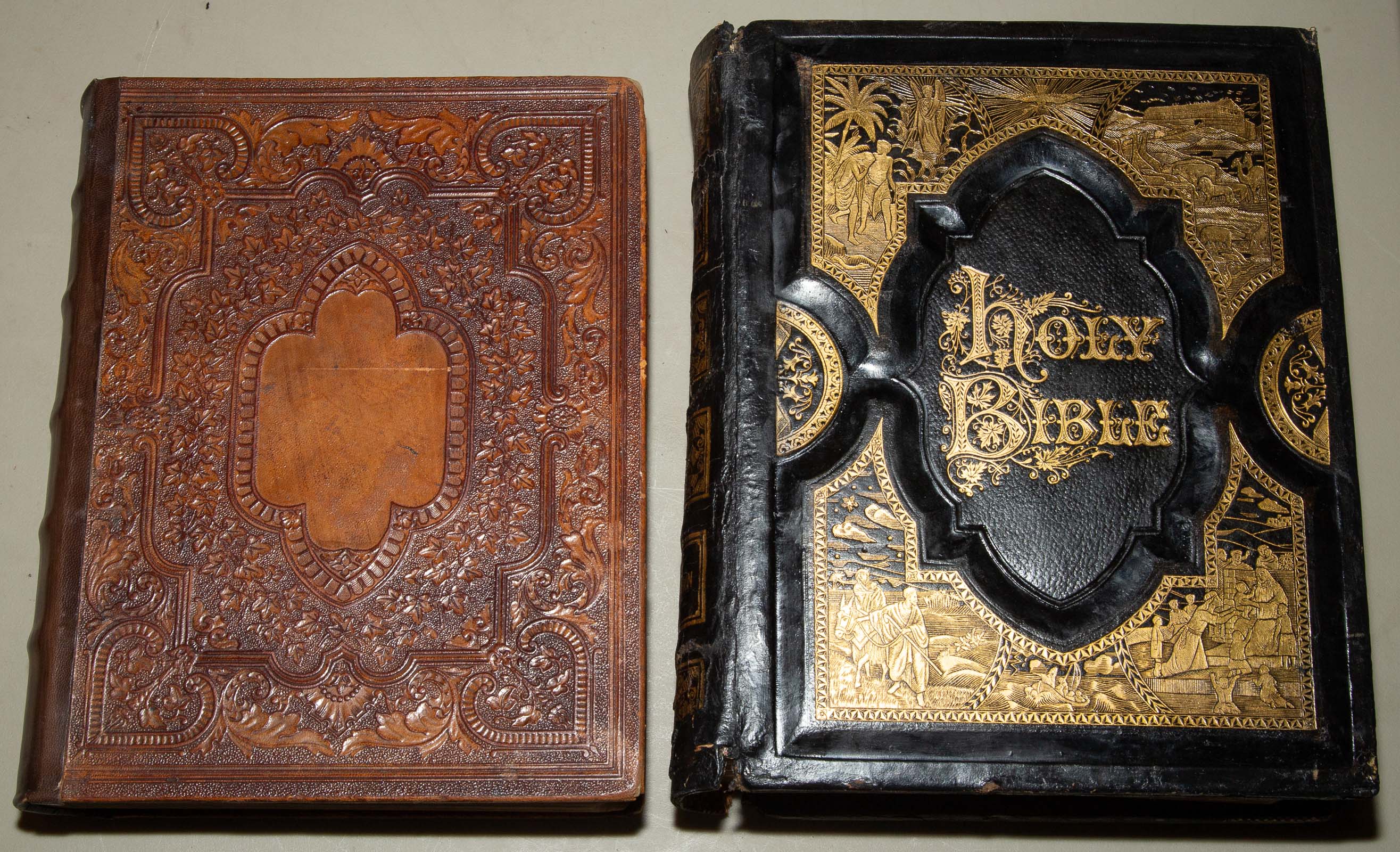 Appraisal: TWO FAMILY BIBLES Comprising COMBINATION HOLY BIBLE United States late